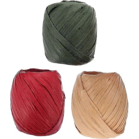 6 rouleaux de ruban métallique pour vannerie, ruban d'emballage cadeau de Noël, ficelle de papier d'emballage teint naturellement (1/3)