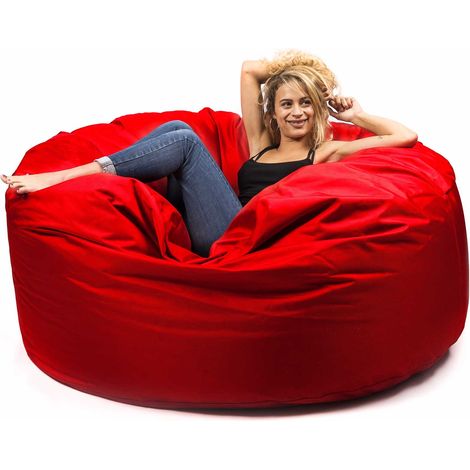 Pouf Géant Rond XXL Extérieur En Tissu Résistant Outdoor Rouge, Déhoussable, Pour Jardin, terrasse - TiTAN