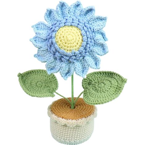 Fleurs au Crochet, décor de au Crochet Décor de Tableau de Bord de en Pot Centre de Table pour la maison, présentoir de pour scène de vacances, pour salon, chambre à coucher, bur (1/5)