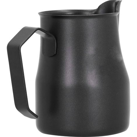 Milchaufschäumkännchen aus poliertem Edelstahl 304 mit langem Griff, ideal für Zuhause und Büro, silber/schwarz, 500 ml (1/5)
