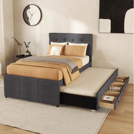 letto contenitore 90x200 estraibile con 3 cassetti OKMYHOME (1/5)