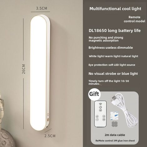 LED-Badezimmerleuchte mit Spiegel, rahmenlos, für Küchenschränke, drei Farben, Spiegeloptik, Wandleuchte, kühles Licht (Fernbedienung, 18650-Akku [Doppelladestecker + dimmbare Farbe + Ladekabel]) (1/5)