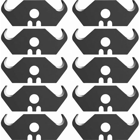 10 Lames de Rechange à Crochet en Acier Noir Monotrou pour Cutter Moquette Acier Trempé au Carbone Résistant à l'Usure, Découpe Précise de Sol et Vinyle, Perforation pour une Fixation Sécurisée (1/5)