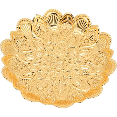 Coupe à fruits dorée rétro, motif électroplaqué, surface lisse, plateau à snacks pour dîners en famille, fêtes, pâtisseries et bonbons. (1/5)