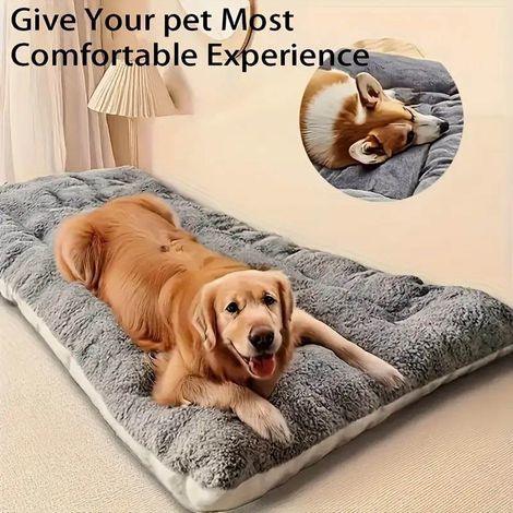 Tapis pour chien 120 cm en flanelle épaisse hiver, lit doux et confortable pour grands chiens, idéal pour cage, repos quotidien et couchage chaud (1/5)