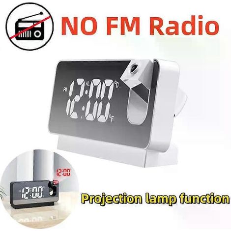 Online Store - Réveil numérique à projection FM avec affichage LED, température et humidité, et fonction de projection à 180°. (1/5)