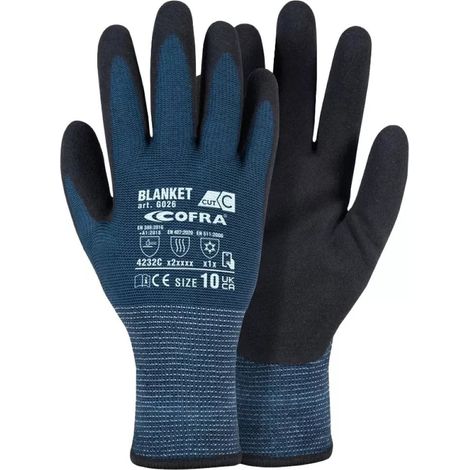 Guanti di protezione antitaglio e antitermici touch screen per ambiente freddo BLANKET COFRA (Lotto da 12) Blu 10 (1/2)