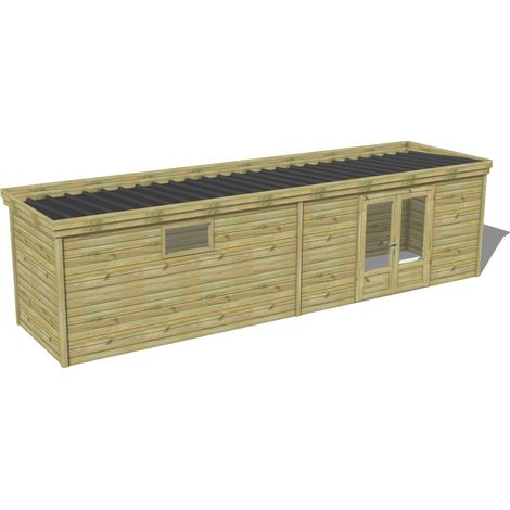 ABRI DE JARDIN bois traité 27mm, 9,1x2,1m, 19m2