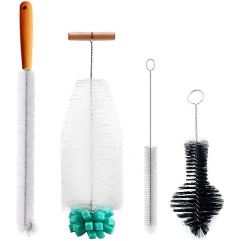 Ensemble de 4 Goupillon Biberon – Brosse Biberon à Long Manche, Multifonctionnel Ecouvillon Bouteille pour Biberons Étroits, Pailles, Biberons et Bouteilles en Verre (1/5)