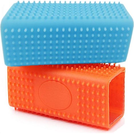Lot de 2 brosses d'épilation Pet Quartet en silicone (bleue + orange) (1/5)