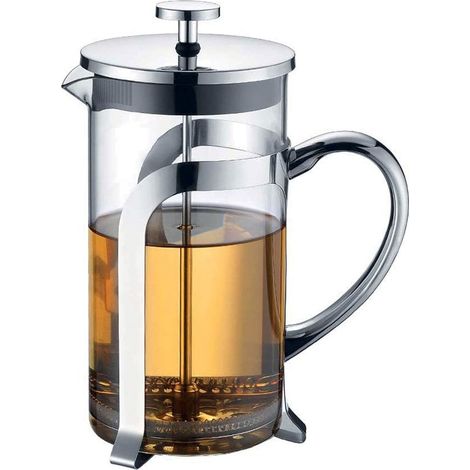 Cafetière en Verre pour Café Expresso avec Décor Métal Argenté 9x9x18 cm 600 ml - PANGIVO (1/3)