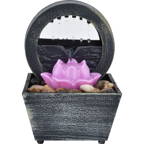Fontaine à eau LED de table en plastique 3V USB avec motif floral et pierres décoratives pour la maison et le bureau (1/5)