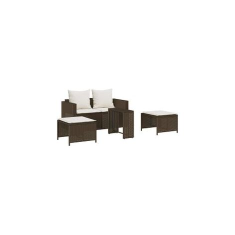 Salon de jardin 5 pcs avec coussins empilable marron polyrotin (1/5)