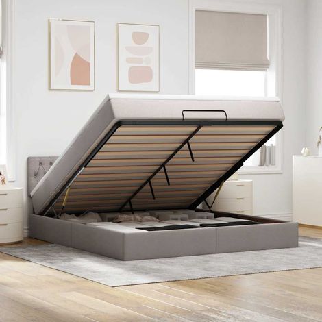 Ottoman-Bett mit Matratze Taupe 180x200 cm Stoff (1/5)