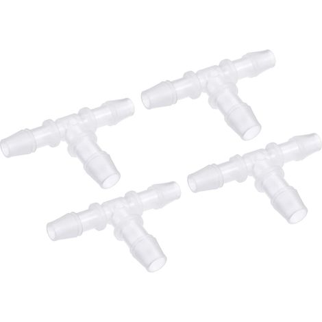 4 Paquet Barbillon Tuyau Raccords - 8x10x8mm OD Tee Plastique Tuyau Connecteurs Appliquer à Eau Carburant, Transparent (T Forme 3 Voie) (1/5)