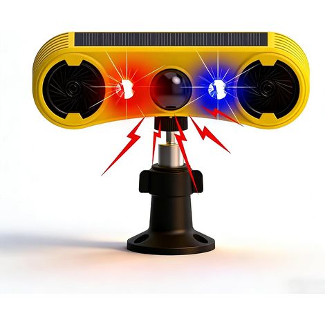 Alarme de détecteur de Mouvement Solaire extérieur - Alarme sonore de Coup de feu d'aboiement de Chien, 2 129 DB de Puissance, 4 Modes, lumière Rouge et Bleue (1/5)