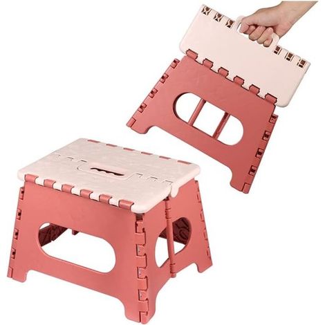Tabouret - Petit tabouret - Escabeau pliable - Tabouret pliant - Escabeau pliable - Jusqu'à 100 kg - 31 x 25 cm - Sûr - Antidérapant - Peu encombrant - Rouge - Robuste - Tabouret facile à plier - Repo (1/5)