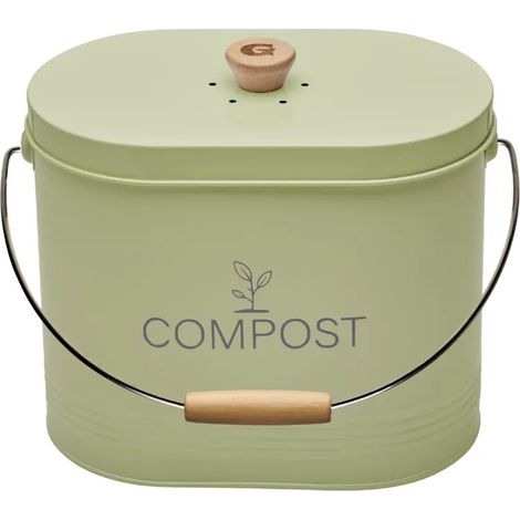 Cubo ovalado de compostaje de 7 litros, verde salvia - 040631 - Guillouard -