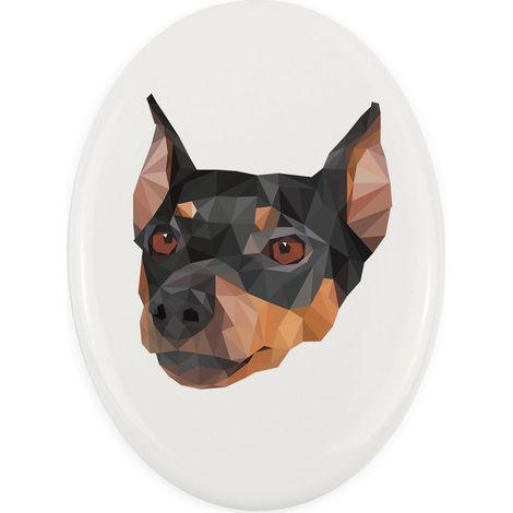 Pinscher alemán, Pinscher alemán: una placa con una foto y una inscripción geométrica de Art-Dog (1/4)