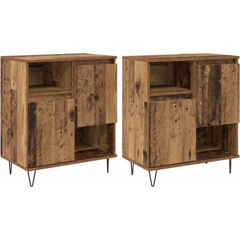 Maison Exclusive - Aparador 2 pcs Madera vieja 60 x 35 x 70 cm (1/5)