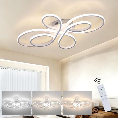 GBLY Lámpara de techo LED regulable - 80 cm lámpara de salón, 78 W, moderna, lámpara de dormitorio con mando a distancia, iluminación de techo de diseño, blanco (1/5)