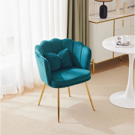 Sessel Wohnzimmer Samt Grün gepolstert Blütenblatt OKMYHOME (1/5)