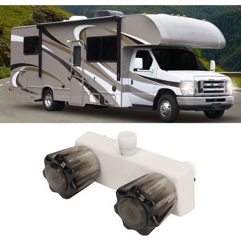 Robinet inverseur de douche à double bouton pour camping-car, adapté aux camping-cars, bateaux et véhicules de loisirs, base blanche (A7616-01) (1/5)