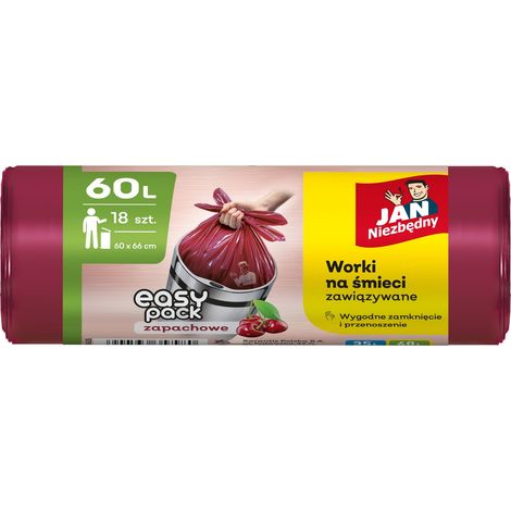 Bolsas de basura JAN essential HD Easy-Pack color cereza, 60 L - 18 unidades