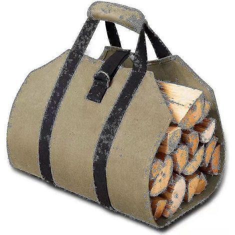 Sac de transport de bûches en toile robuste, sac de rangement portable pour bois de chauffage en toile, sac de transport multifonctionnel pour bois de chauffage avec