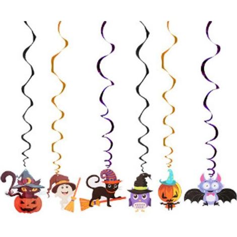 Décoration d'Halloween en forme de fantôme de dessin animé, pendentif en spirale pour fleurs, décoration de fête en papier Label (1/4)