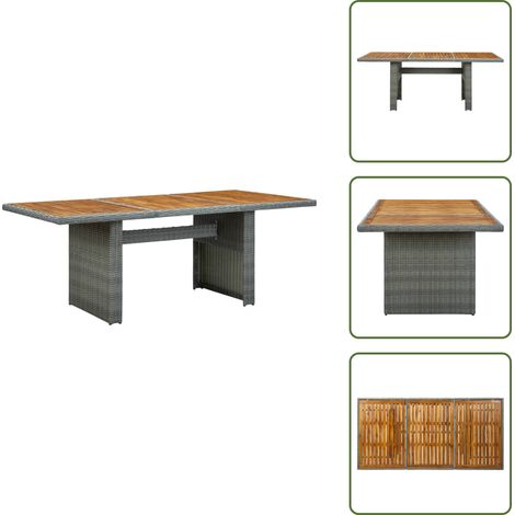 Tavolo esterno - vidaXL Tavolo da Giardino Grigio Chiaro in Polyrattan e Legno Acacia -