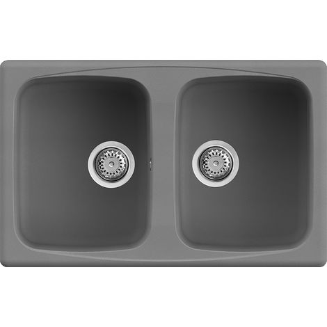 Lavello Elleci Incasso 2 vasche 79x50 Master 350 Metaltek Grigio Titanium LMM35073