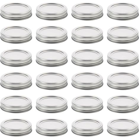 Lot de 50 couvercles argentés à ouverture standard de 70 mm pour bocaux Mason, pour la conserve et les conserves maison (1/5)