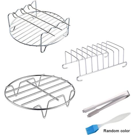 supports de grille en métal de qualité alimentaire pour friteuse à air, double couche, acier inoxydable, neuf - 17,8 cm - 7 pouces (1/5)