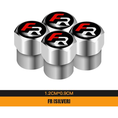 (B Argent pour FR) 4 bouchons de valve de pneu en aluminium pour voiture, compatibles avec Seat Leon Cupra Ibiza Altea Exeo, Mula Sportcoupe Alhambra Tarraco (1/5)