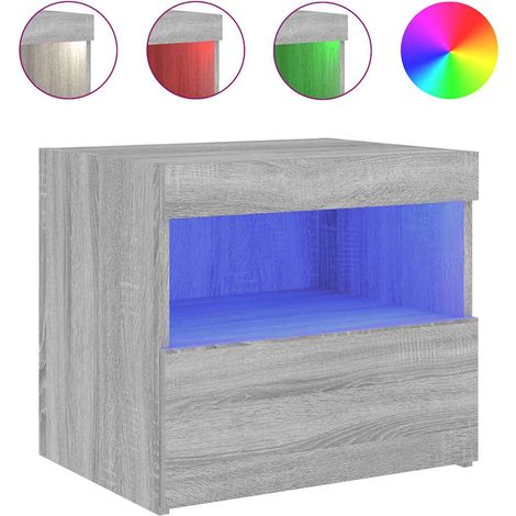 Maison Exclusive - Nachttisch mit LED-Leuchten Grau Sonoma 50x40x