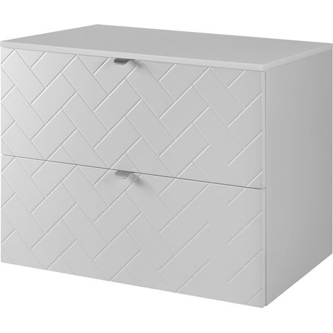 Mobile da bagno, Bianco Opaco, 80 x 57 x 46 cm, Maniglie Argento (1/5)