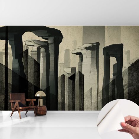 Tapete adhésive moderne pour salon et chambre à coucher Décoration rapide avec colle Architecture brute 416x254 cm (1/5)