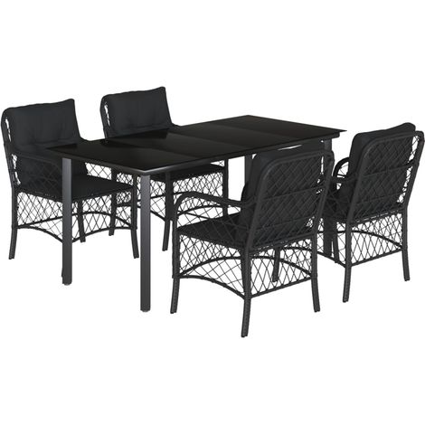Maison Exclusive - 5-tlg. Garten-Essgruppe mit Kissen Schwarz Pol