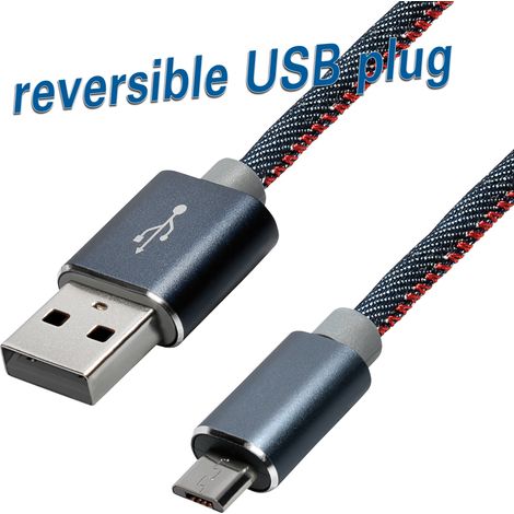 Maxtrack - - ----- Cavo di ricarica e sincronizzazione (connettore USB tipo A a connettore micro USB B, 1,0 m, denim 1 cavo) (1/5)