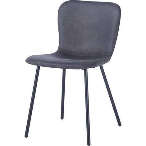 Chaise Susan PU gris foncé pieds métal (1/5)
