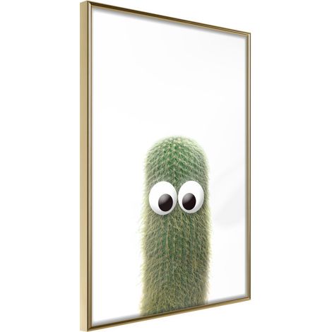 Affiche Murale Encadrée "Funny Cactus IV" 40 x 60 cm Or (1/2)