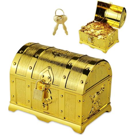 Coffre À Trésors - Avec Cadenas - En Plastique - Portable - Pour Jeux Et Rangement - 1 Pièce