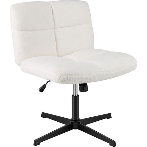 Chaise de bureau sans accoudoirs blanche avec assise large, hauteur réglable et dossier inclinable pour bureau, salon et étude (1/5)