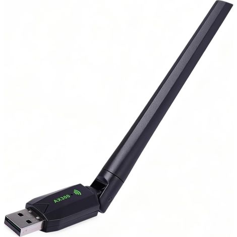 AX300 WiFi Adapter, WiFi 6 USB Ultra-Fast Wireless Network Adapter for PC, Compatible with Windows 7/10/11, 5dBi Flexible Antenna, Driverless Plug-and-Play Installation, WPA/WPA2 Security, Ideal for S (1/5)
