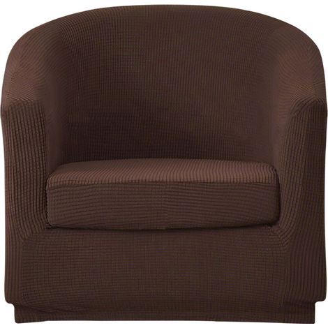 Ensemble de deux housses de fauteuil en polyester, comprenant une housse de coussin d'assise.