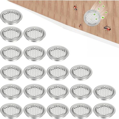 20 Pièces Grille de Ventilation Ronde 60 mm Argent – Cache de Ventilation Acier Inoxydable – Diamètre Intérieur 50 mm – Pour Armoires de Rangement, Armoires à Chaussures (1/5)