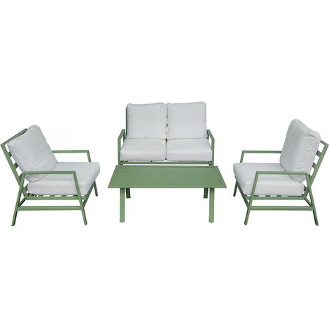 Set di mobili da giardino in metallo "Queens" - 4 posti - Verde