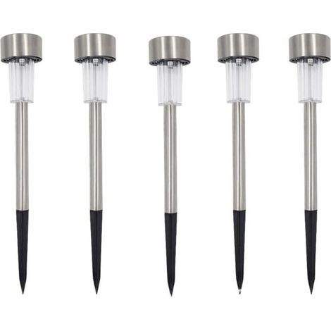 Lot de 5 bornes solaires à LED lampes de jardin à planter (1/5)