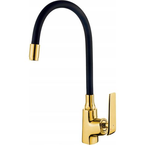 Invena Küchenarmatur Gold und Schwarz mit flexiblem Auslauf